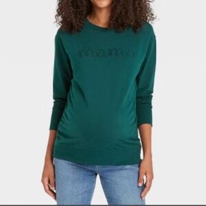 Isabel maternity by Ingrid and Isabel Mama sweatshirt Pine teal color M